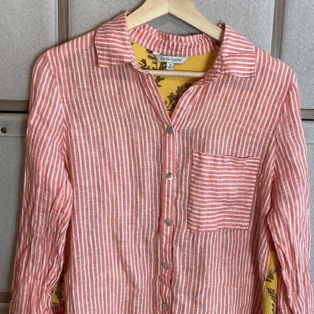 John Mark Stripe Button Down Mixed Media - image 2